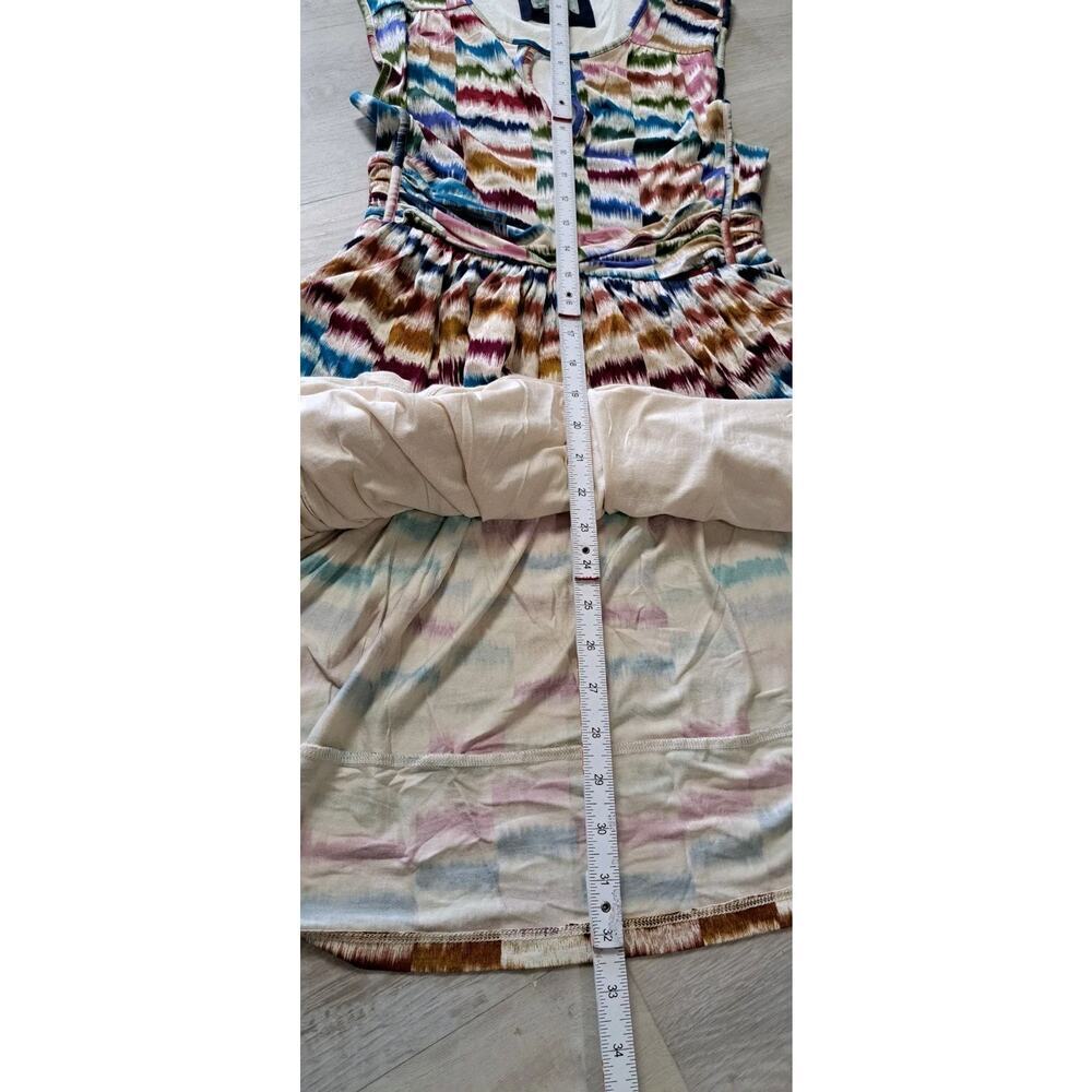 ANTHROPOLOGIE Maeve Sennebec Fit Flare Dress Sz S Jersey Knee Colorful Ikat - Picture 13 of 13